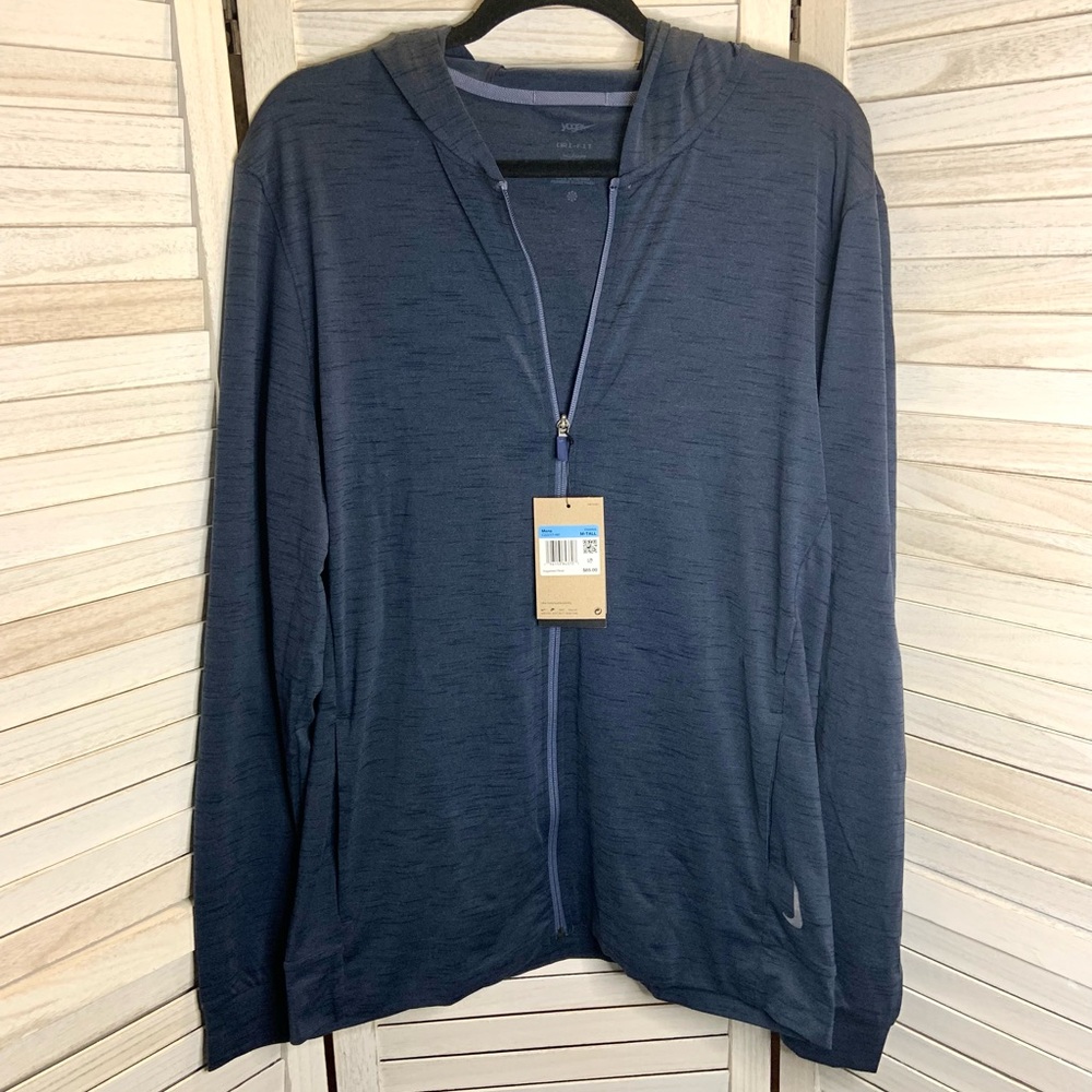 Nike Yoga Men’s Navy Blue Lightweight Zip Up Jacket Medium New - Picture 4 of 12